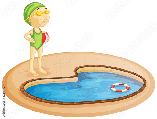 A young girl in the pool