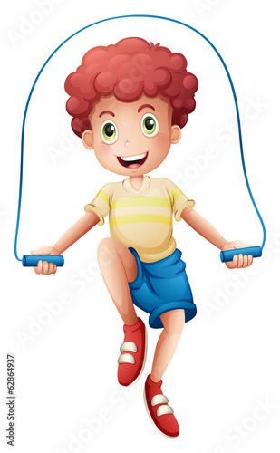 A boy playing with the rope