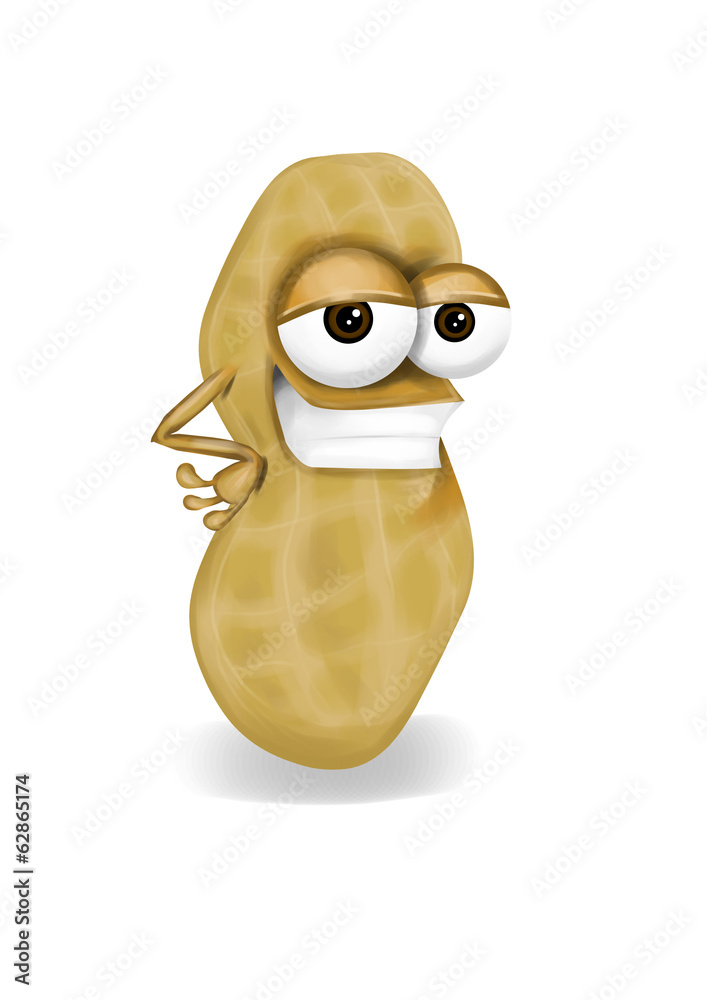 Cool funny peanut cartoon character with a big smile. Stock Illustration |  Adobe Stock