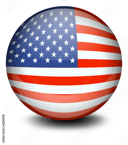 A soccer ball with the flag of the USA