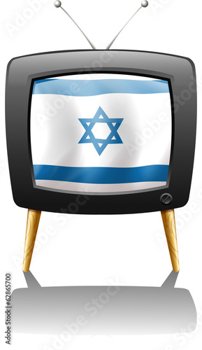 A TV with the flag of Israel