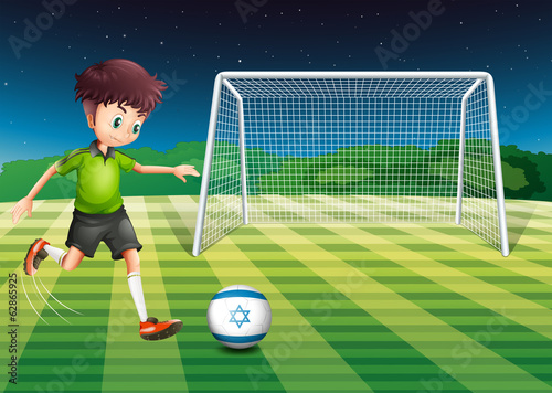 A boy at the court using the ball from Israel