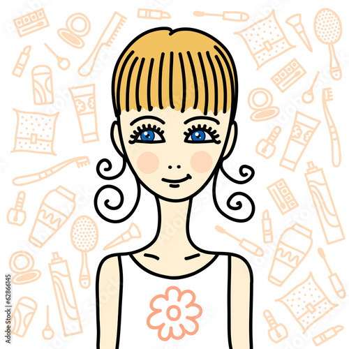 Girl and beauty products