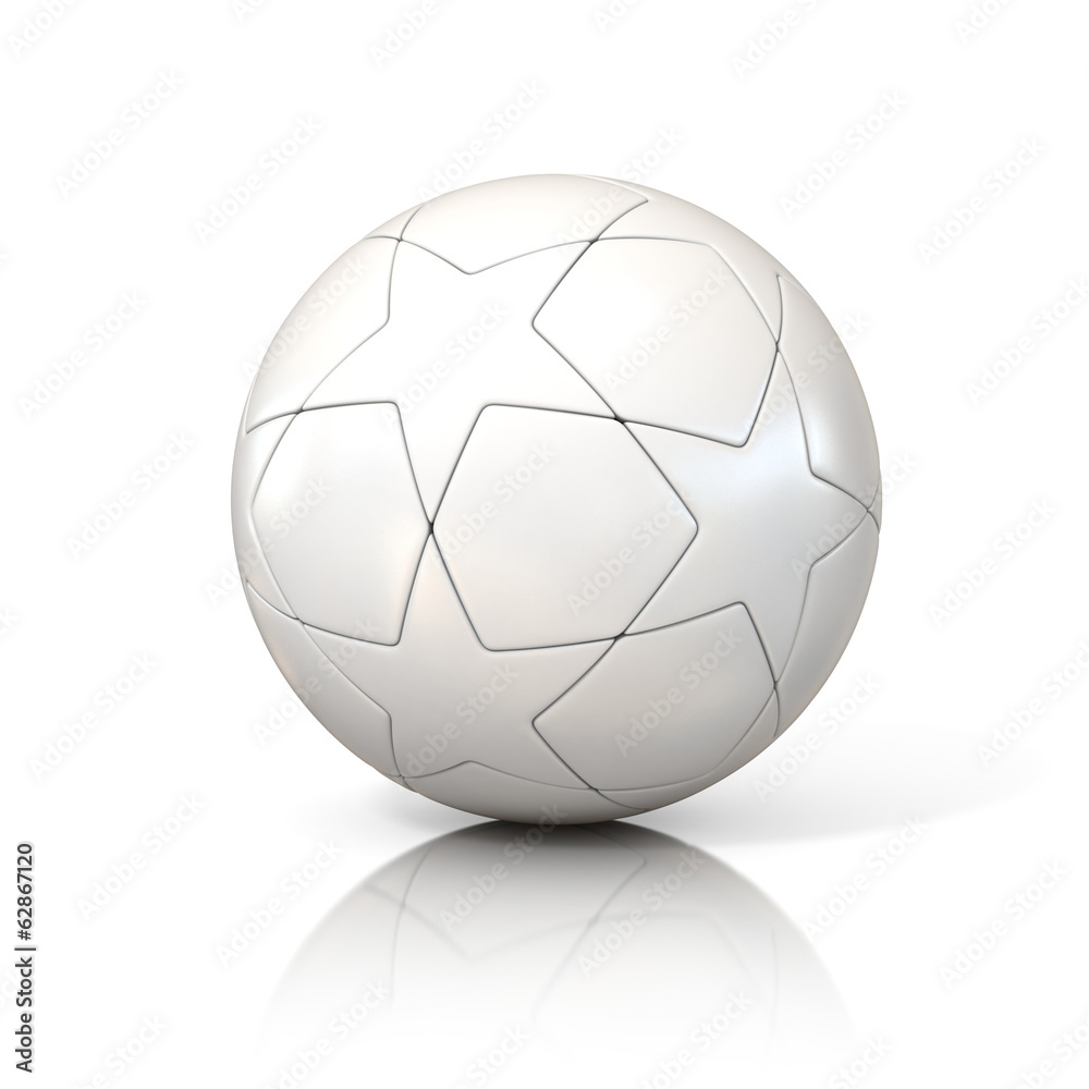 white football - soccer ball with star pattern isolated on white