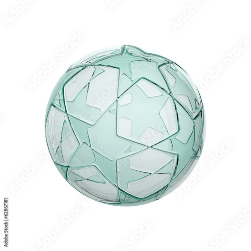 glass football - soccer ball with star pattern isolated on white
