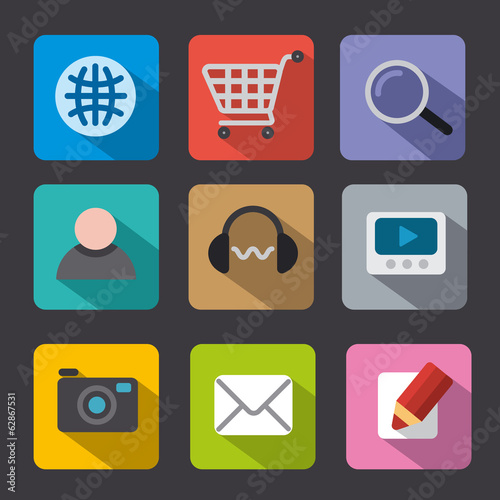 web icon set flat