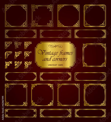 Golden vintage frames and corners - set 2