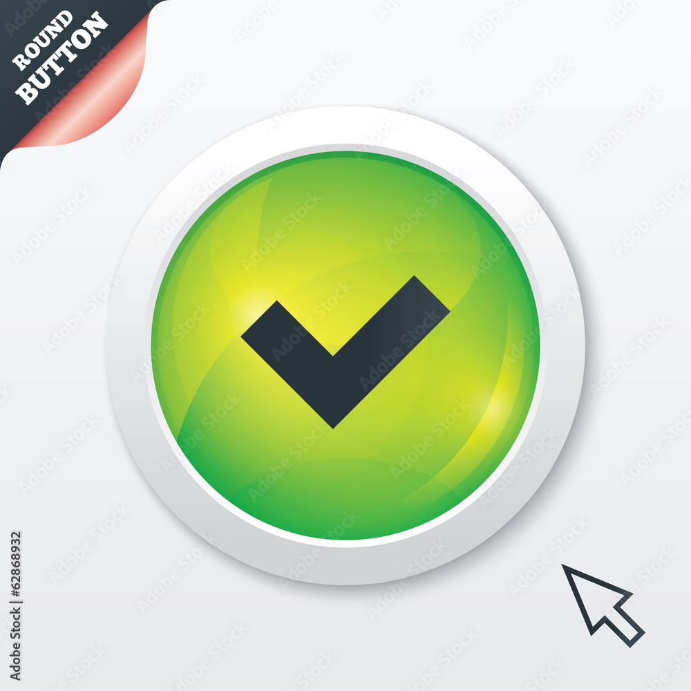 Check sign icon. Yes button. Check sign icon. Yes button.