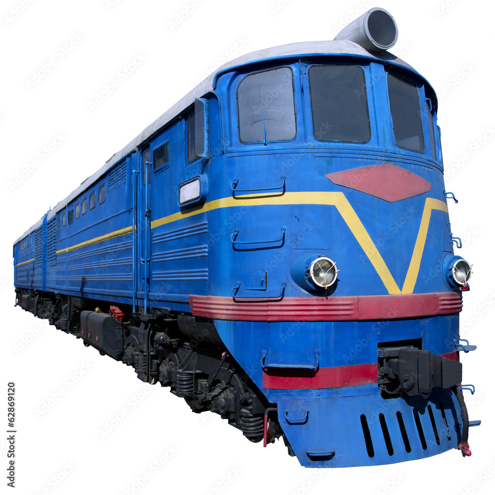 Obraz premium blue locomotive in perspective