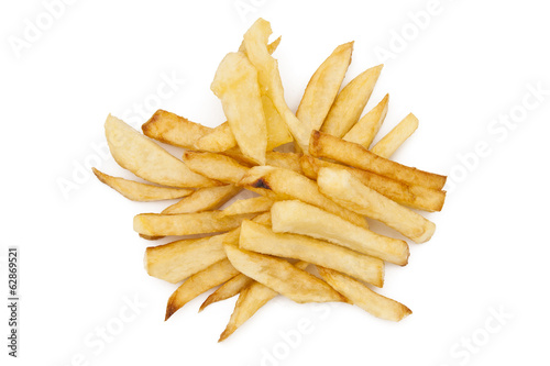 cut fries in isolated white background julienned