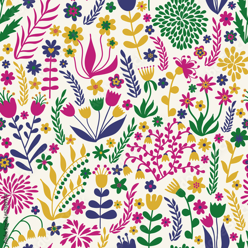 Abstract flower background seamless pattern with flowers