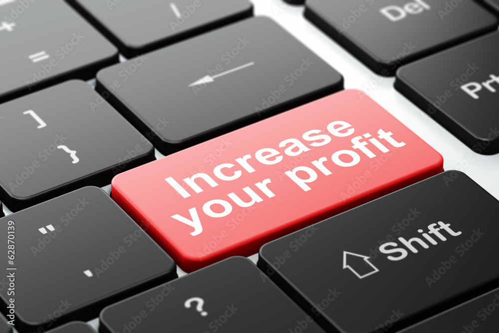 Fototapeta premium Finance concept: Increase Your profit on computer keyboard