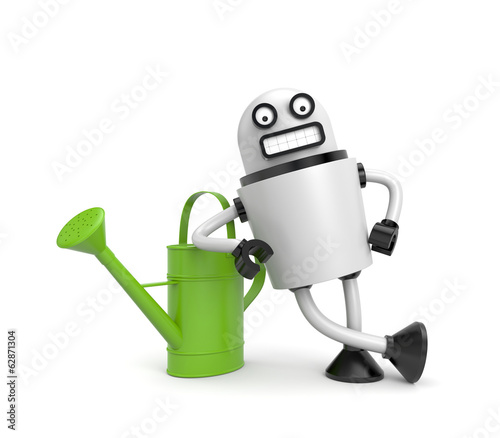 Robot Worker with watering can photo