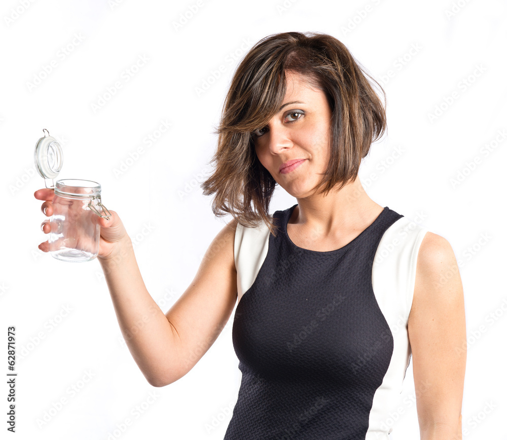 Pretty girl holding an empty Pretty girl holding an empty