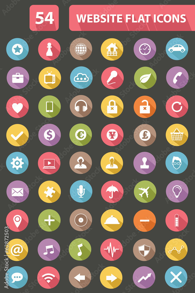 Set Of Website Flat Icons,Colorful version Set Of Website Flat Icons,Colorful version