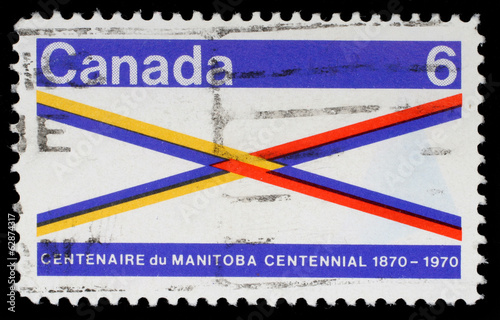 Stamp printed in Canada honoring Manitoba Centennial, circa 1970