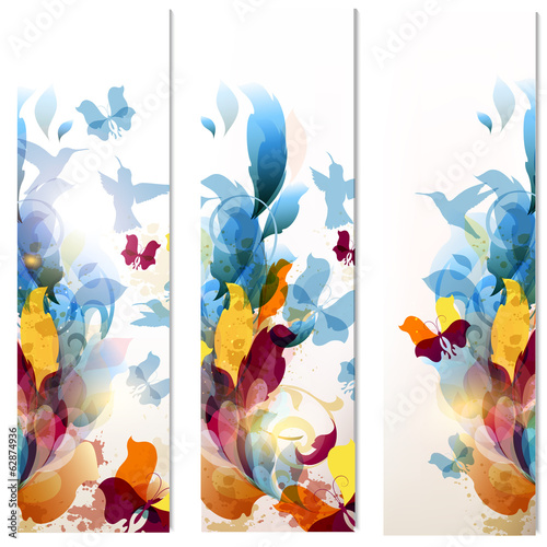 Business cards set in floral psychedelic style  for design