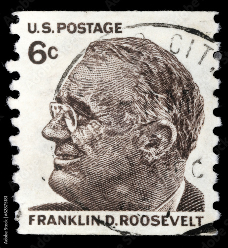 Stamp printed in USA shows Franklin Roosevelt, circa 1966 photo