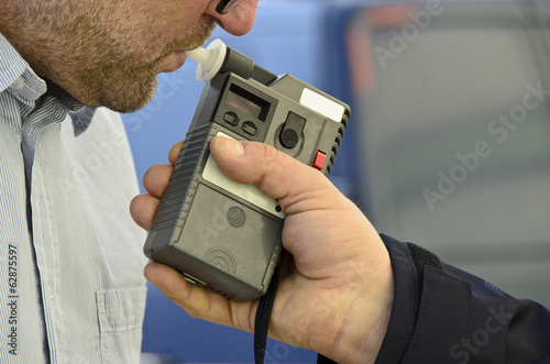 examination of sobriety by a policeman photo