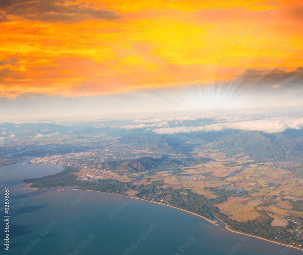 Dramatic sunset sky over Queensland Coast Dramatic sunset sky over Queensland Coast