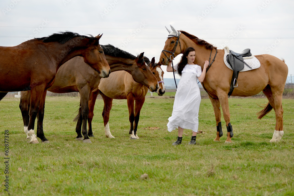 Belle jeune fille avec un cheval Belle jeune fille avec un cheval