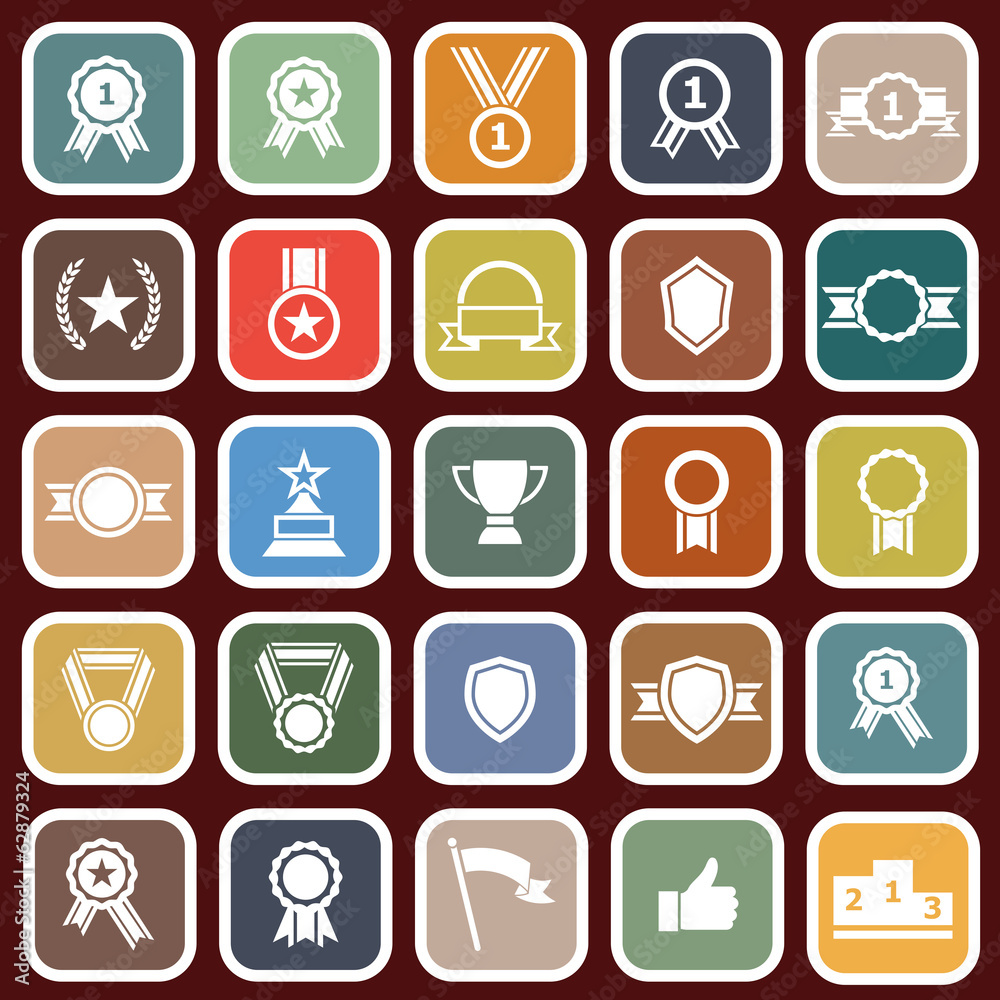 Award flat icons on red background Award flat icons on red background