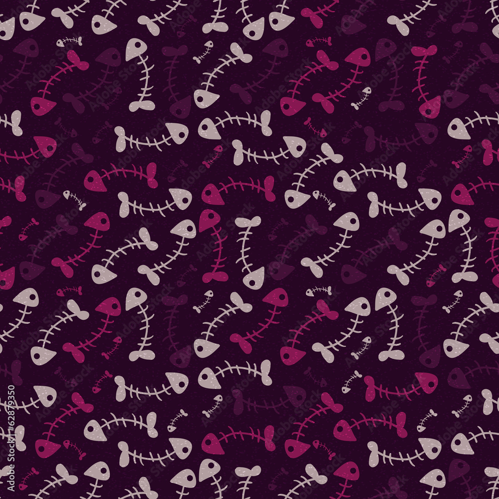 Seamless pattern with fish skeletons