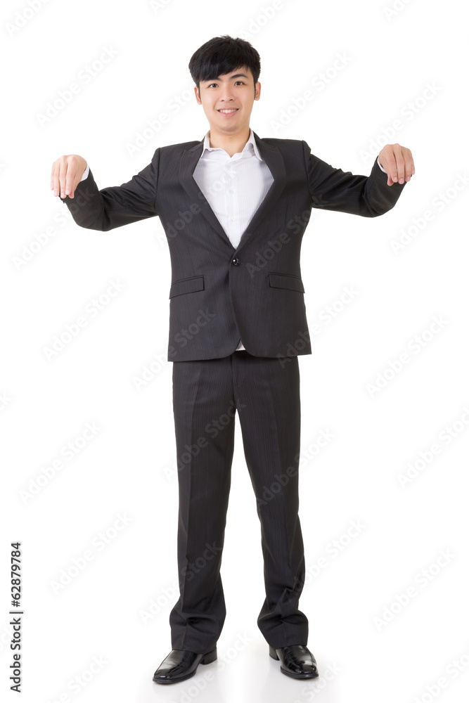 Young asian businessman holding something Young asian businessman holding something