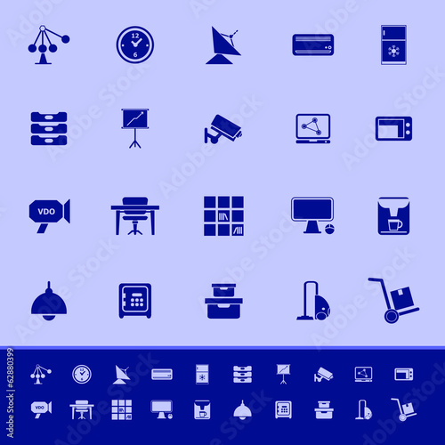 General office color icons on blue background photo