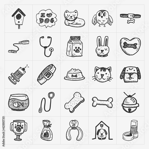 doodle pet icons set