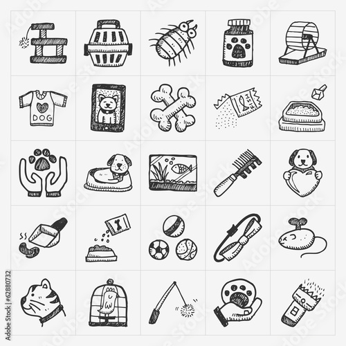 doodle pet icons set