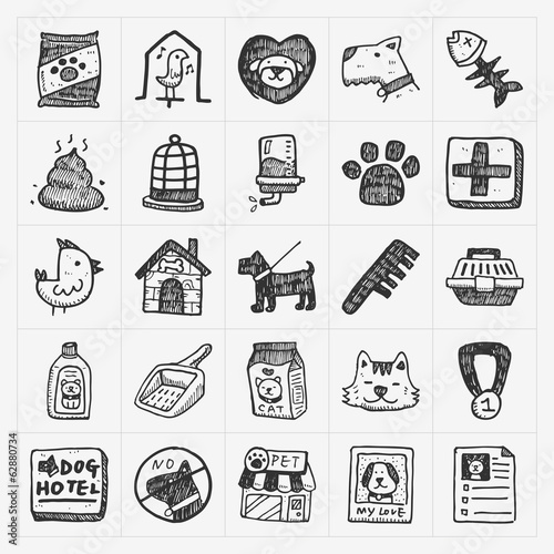 doodle pet icons set