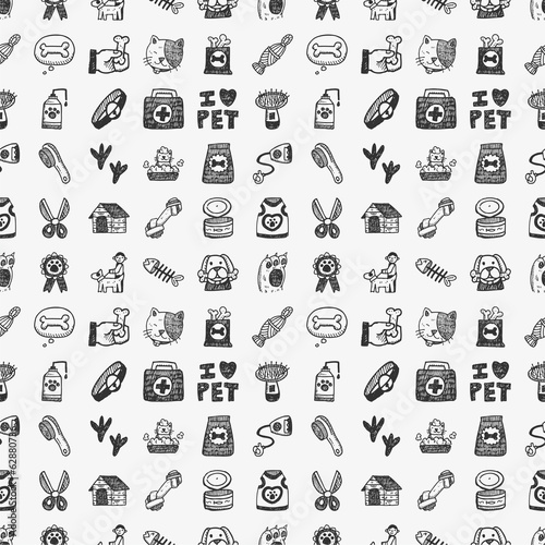 seamless doodle pet pattern