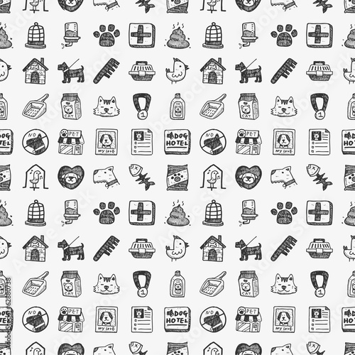 seamless doodle pet pattern