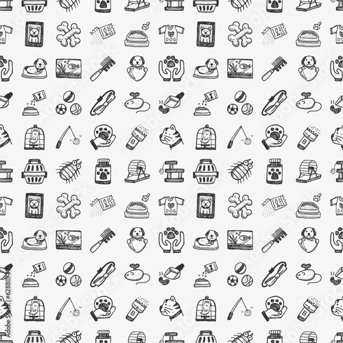 seamless doodle pet pattern