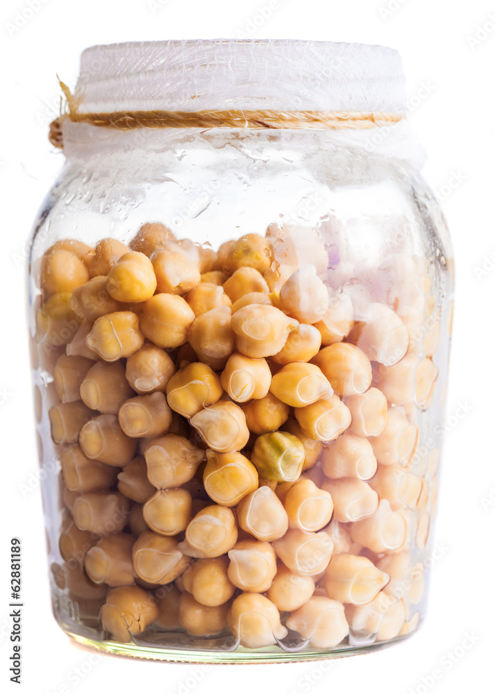 Wet Sprouting Chickpeas in a Glass Jar Wet Sprouting Chickpeas in a Glass Jar
