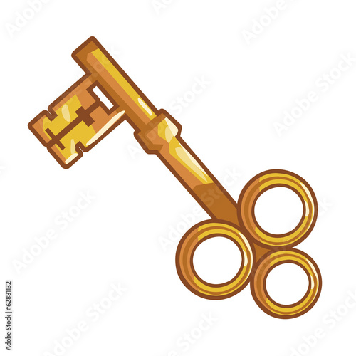 old gold key isolated illustration