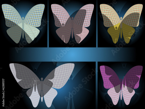 set of butterflies