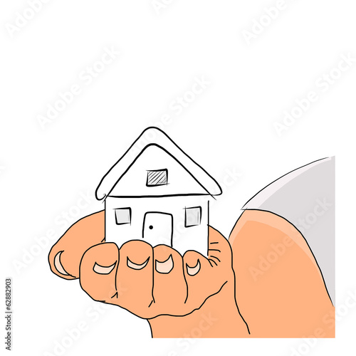 Hands holding offer house. Concept growing business,EPS10