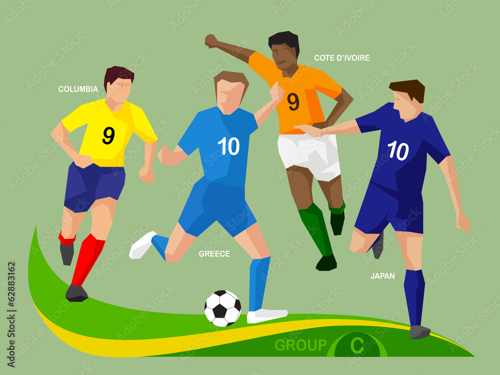 Fototapeta premium Soccer Players 2014 Group C