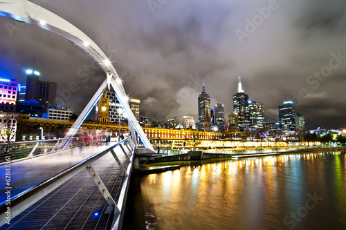 Melbourne bridge at night