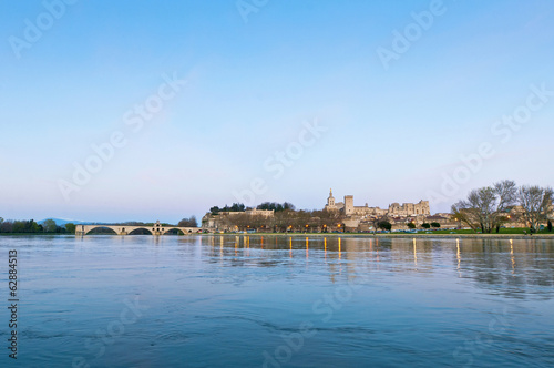 Avignon from the other shore of the Rhone River  France