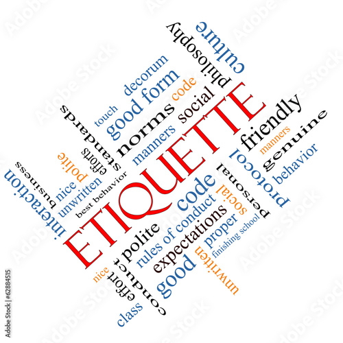 Etiquette Word Cloud Concept Angled