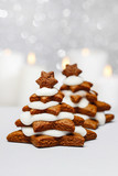 Gingerbread christmas tree. Beautiful xmas dessert. Copy space