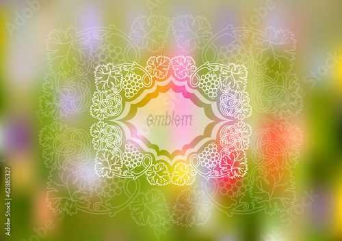 Frame with bunches of grapes and background