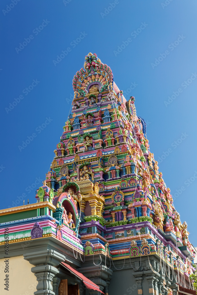Facade of a Hindu temple in Victoria, Seychelles