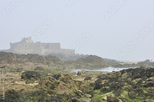 Obraz na plátne le fort national a st malo a maree basse.