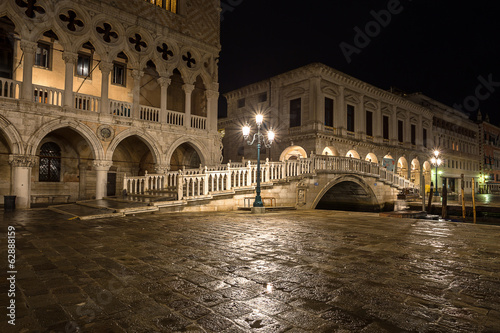 night view of Ponte della Paglia. Venice. Italy.