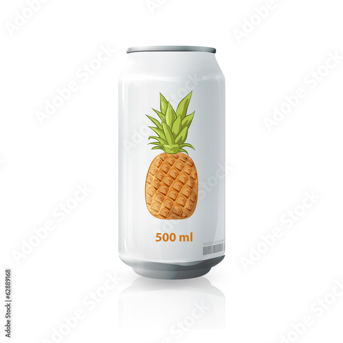 Grey tin of pineapple juice. Vector design