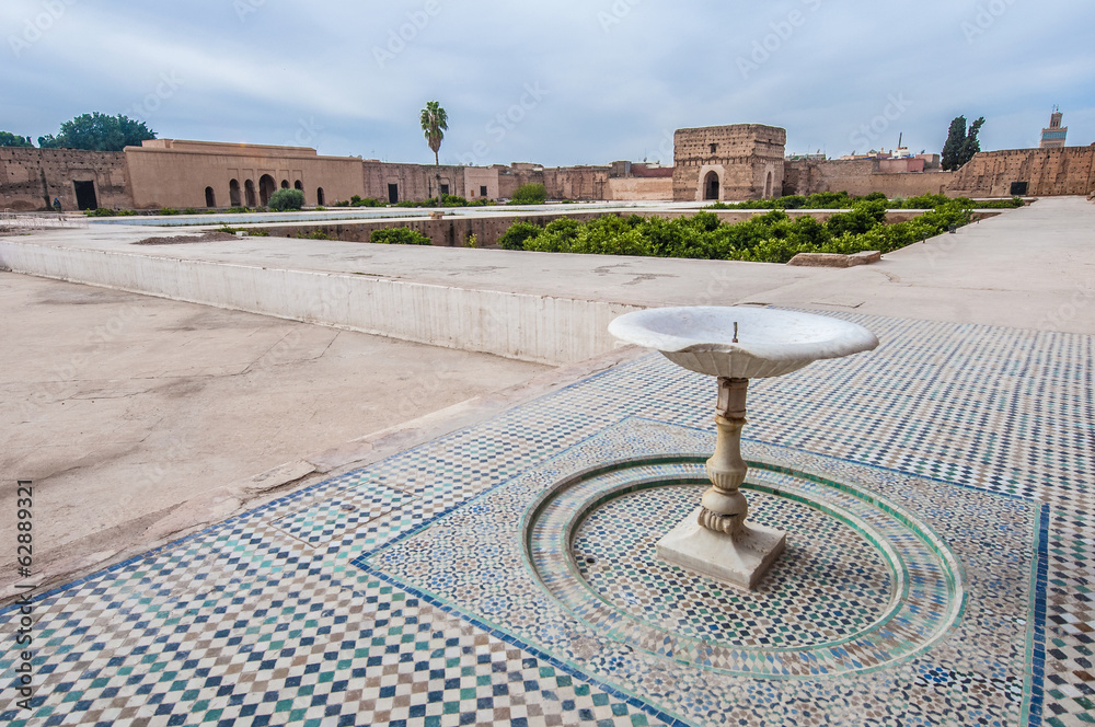El Badi Palace yard at Marrakech, Morocco